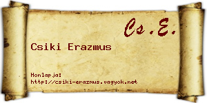 Csiki Erazmus névjegykártya